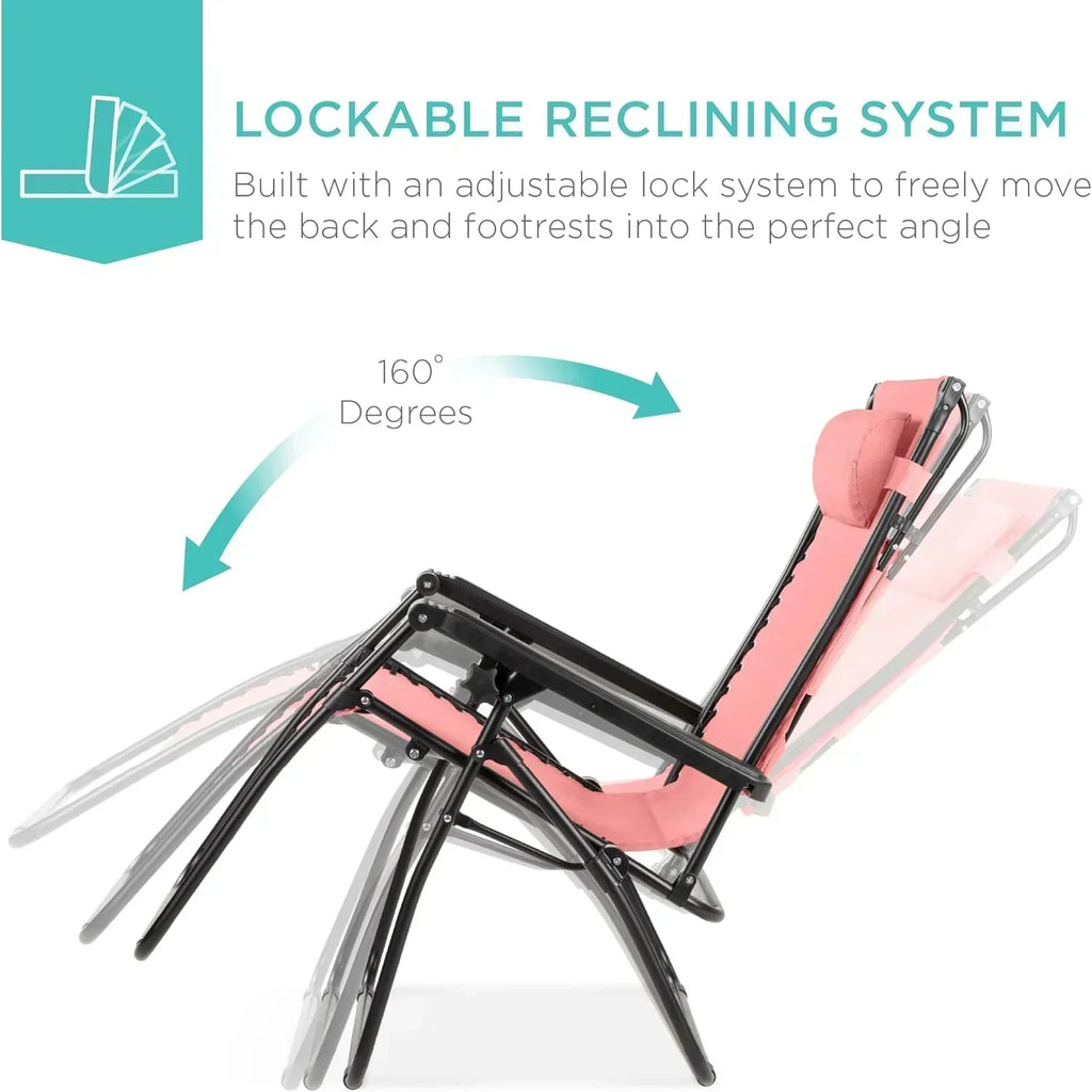 Best Choice Products Folding Zero Gravity Recliner Patio Lounge Chair Adjustable Canopy Shade