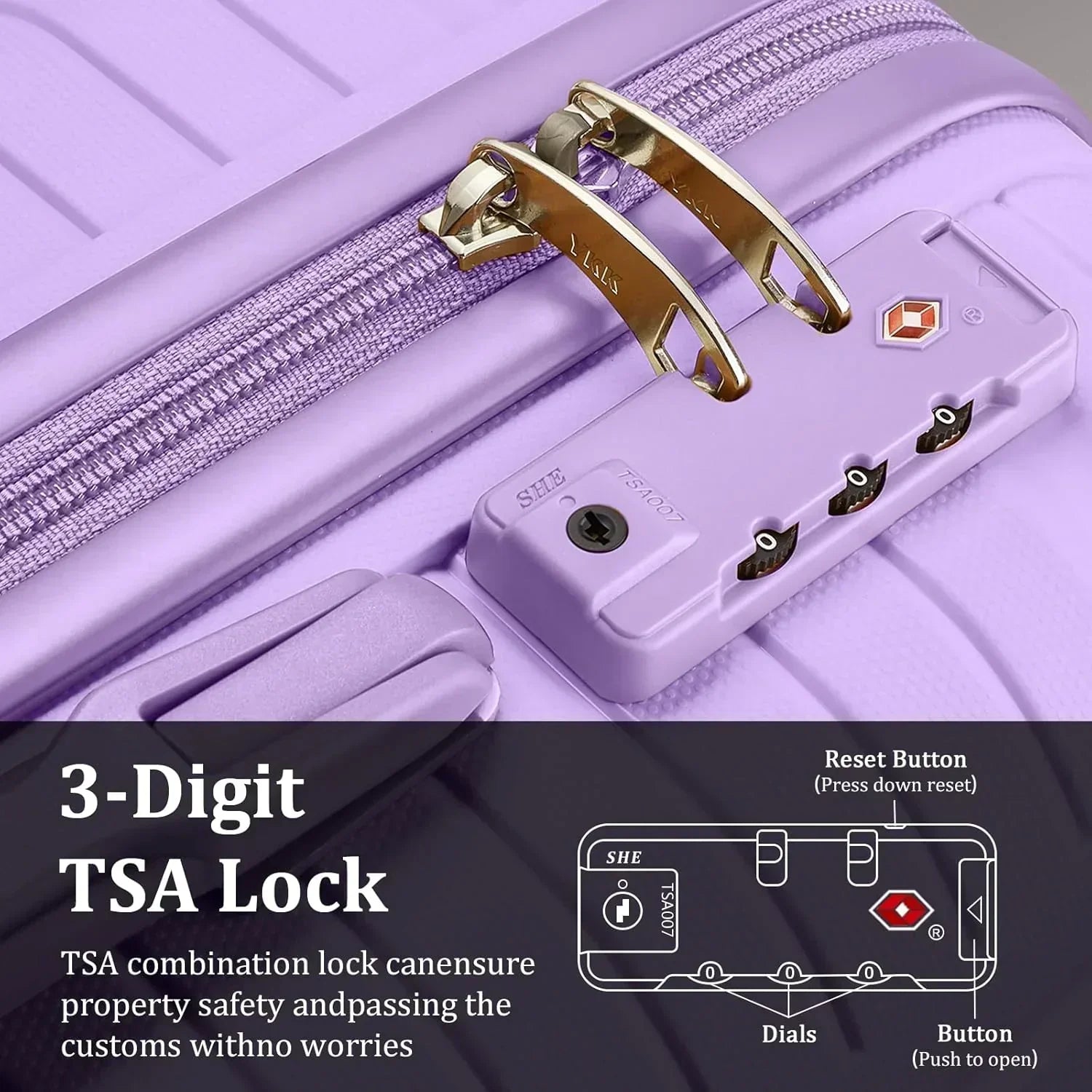 5-piece PP hardshell lightweight travel carry-on luggage set with dual spinner wheels