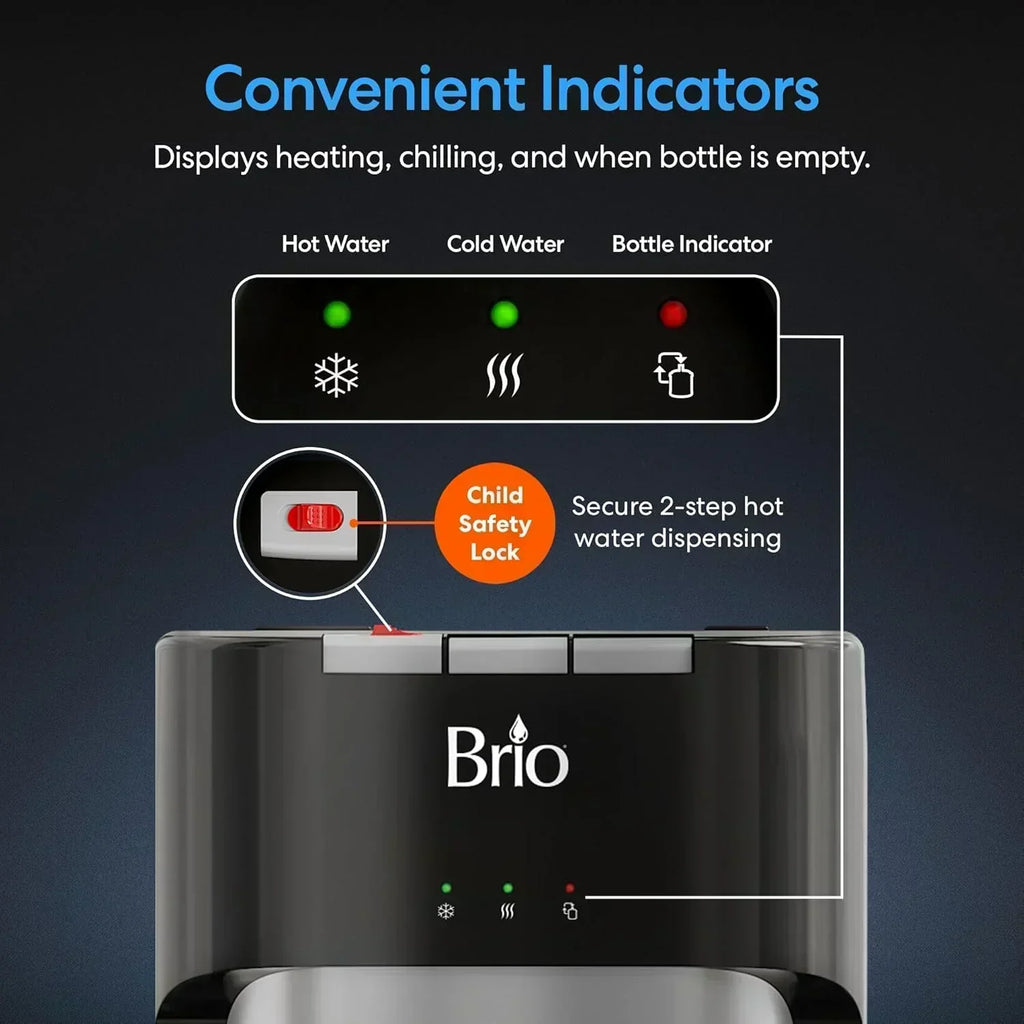 Bottom Loading Water Cooler Dispenser for 5 Gallon Bottles 3 Temperatures with Hot Room Cold Spouts