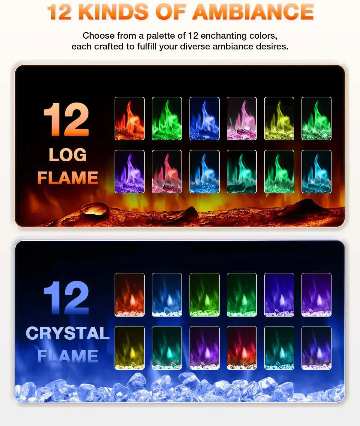 Electric Fireplace 60Inch Wall Mounted Electric Fireplace Heater with Timer Inserts TV Stand
