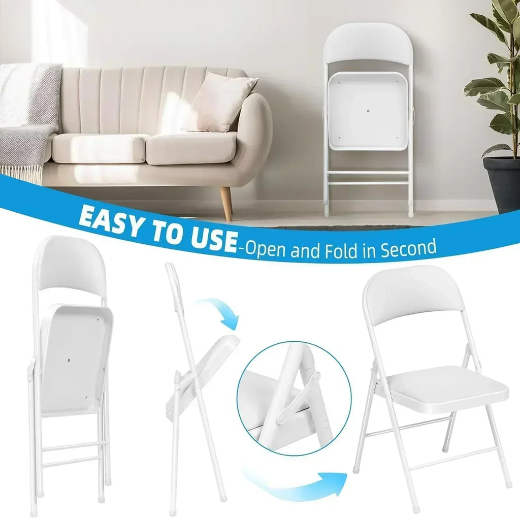6 Pack Black Folding Chairs with Leather Chairs Events Office Wedding Party Upholstered Chairs