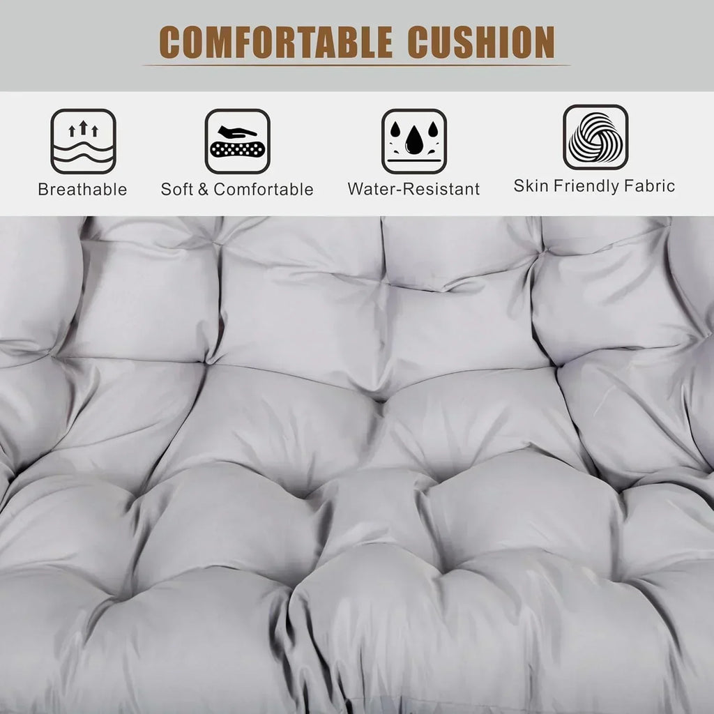 HWB Hanging Egg Chair with Stand Patio Wicker Hammock Egg Swing Chair Cushion for Bedroom