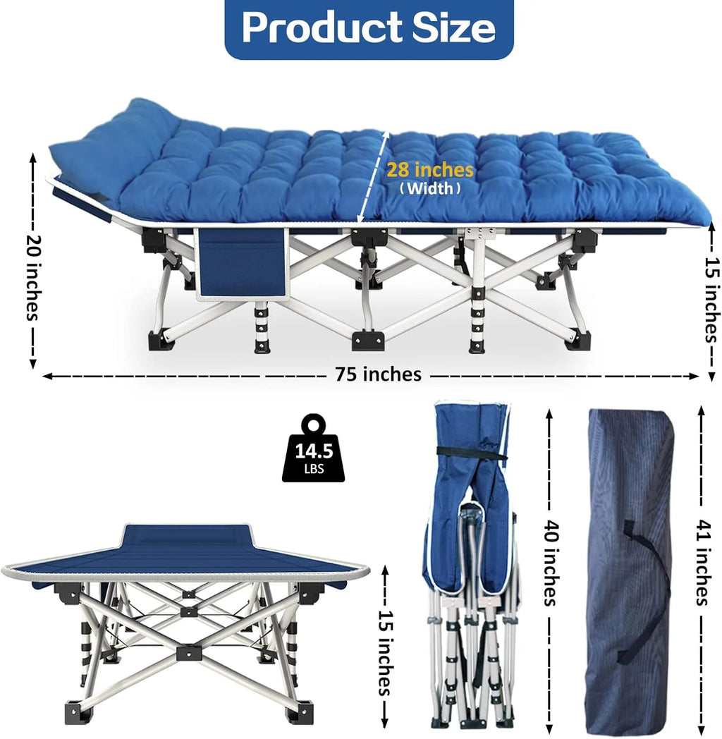 2 Pack Camping Cot with Mattress Comfortable Sleeping Cot Camping Cots for Adults 2 Person Folding Cot Heavy Duty Cots for Sleeping with Carry Bag Outdoor Indoor Home Vacation