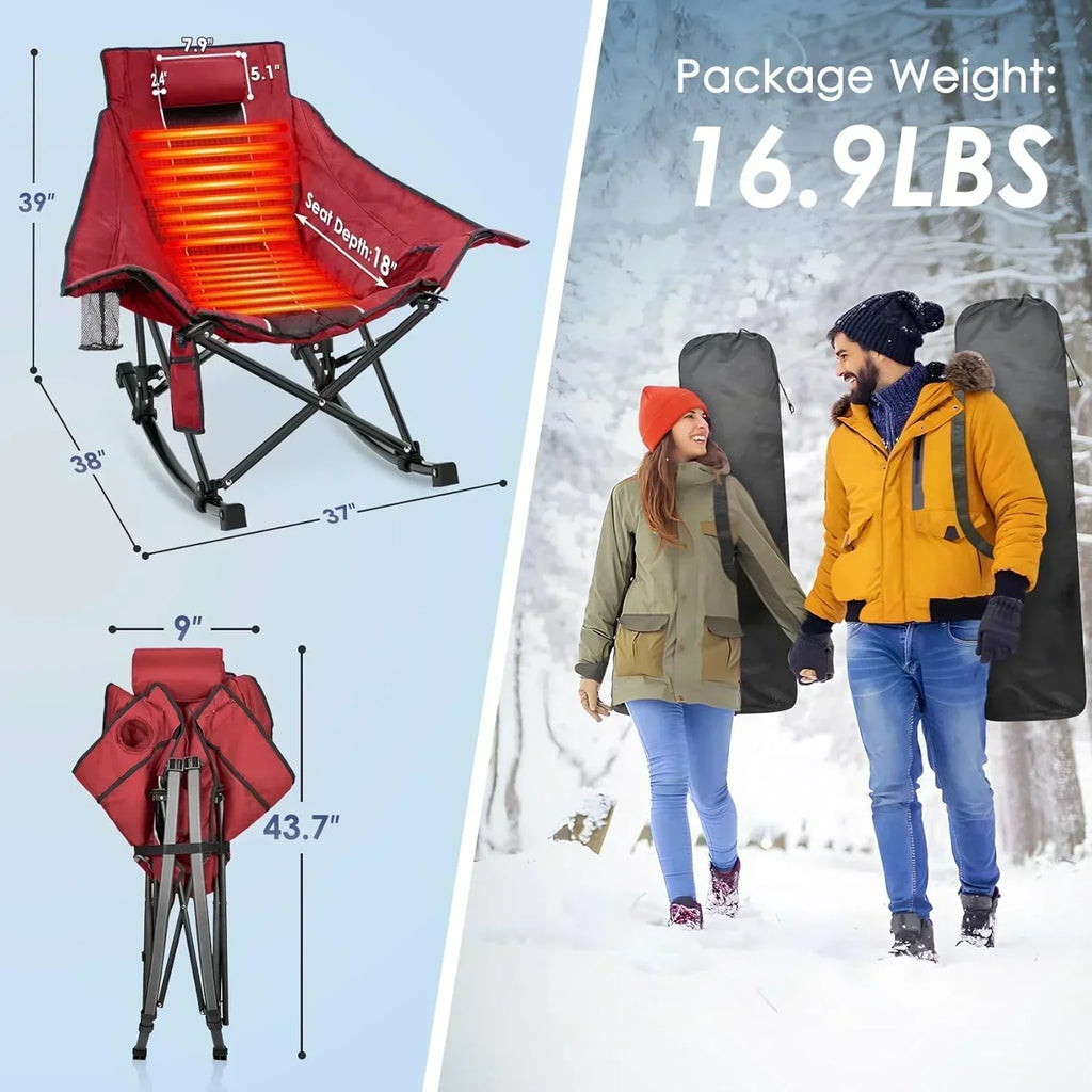 Heated Camping Chair Extra Large Heated Chair Outdoor Sports Chair with 3 Heat Levels on Back