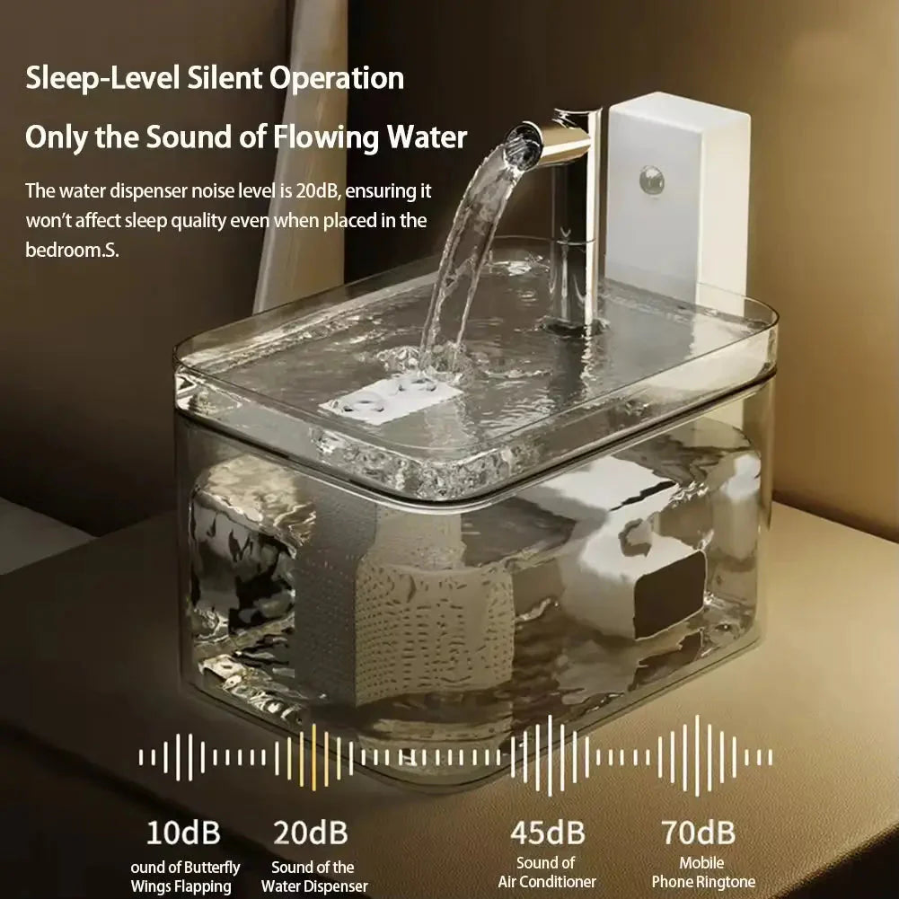 Wireless Pet Water Fountain 1.5L Rechargeable with Motion Sensor Filter and Quiet Pump for Cats and Small Dogs