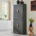 Fluted Pantry Cabinet 72 Tall Modern Storage Cabinet with 4 Doors Organizer Drawer