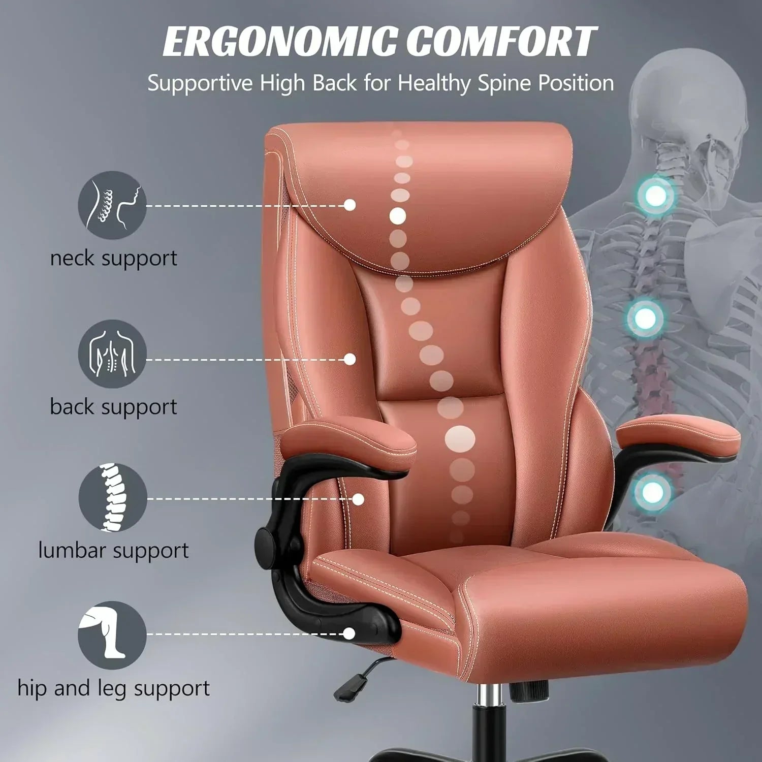 Office Chair Large High-Foot Computer Desk Chair Chair Lumbar Support Rotating Computer Chair