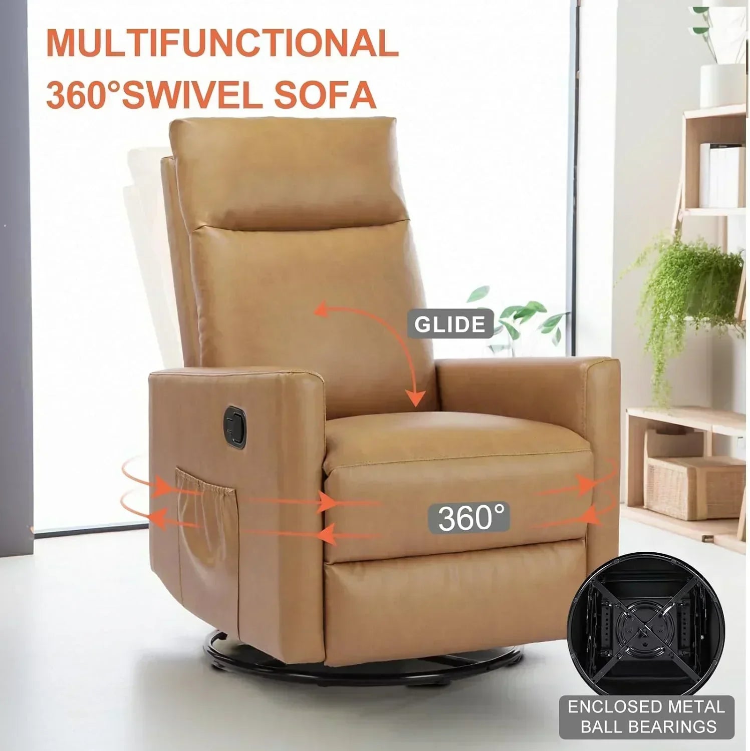 Sweet and crisp rocking chair 360 degree rotating recliner with sliding function