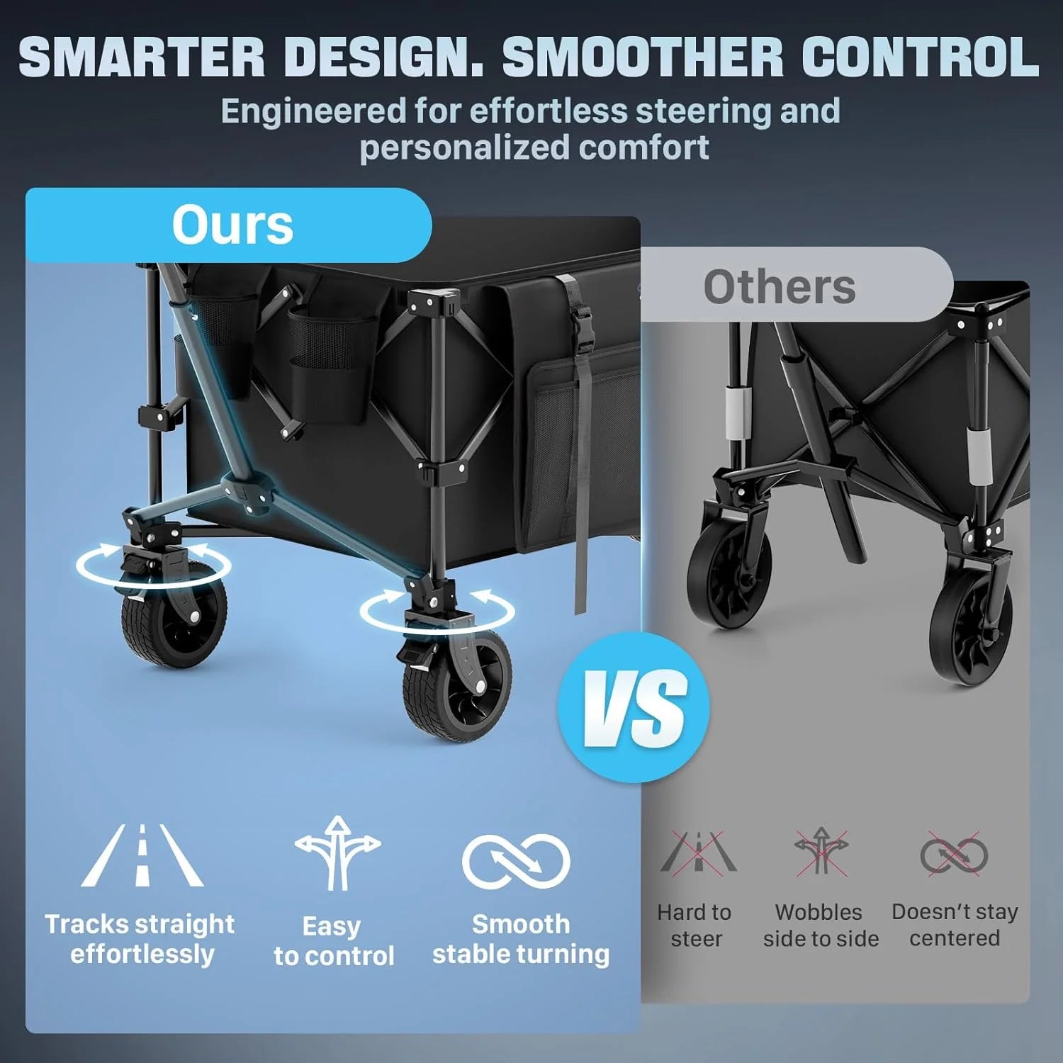48 Extra Large Folding Travel Cart, 560 lb Capacity, 350 L Heavy Duty Utility Cart with Brakes and All-Terrain Wheels
