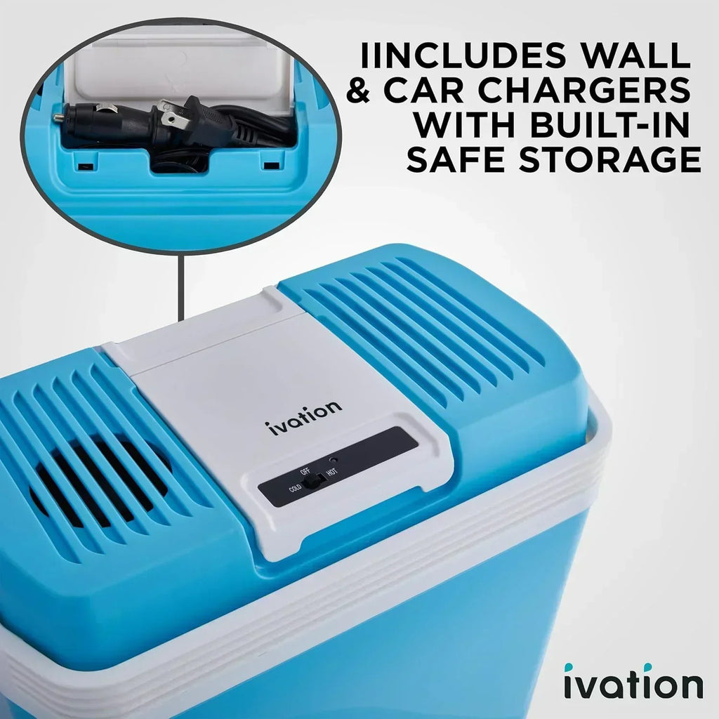 Electric Cooler & Warmer with Handle 24 L Portable Thermoelectric Fridge for Vehicles Trucks