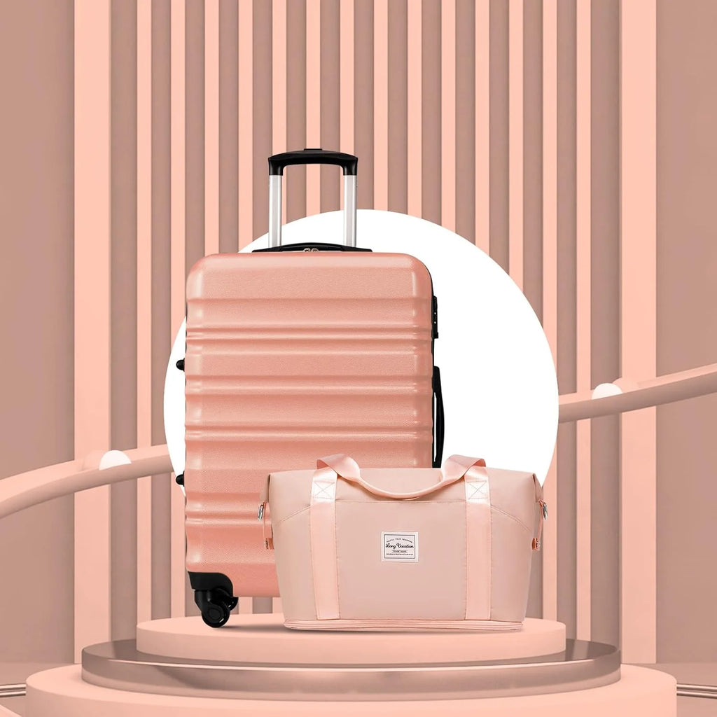 LONG VACATION 6 Piece Luggage Set Carry on Suitcase with ABS+PC hardshell, Spinner Wheels & YKK Zipper TSA Lock