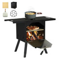 Outdoor Pizza Oven Wood Fired 2-Layer Pizza Ovens Include Pot Holder for Warming Food