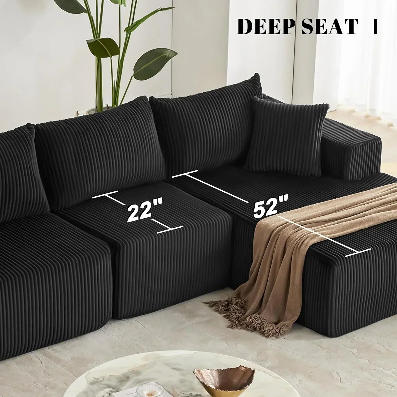 108-inch modular sofa cloud modular sofa with deep seat and reclining chair upholstered sofa