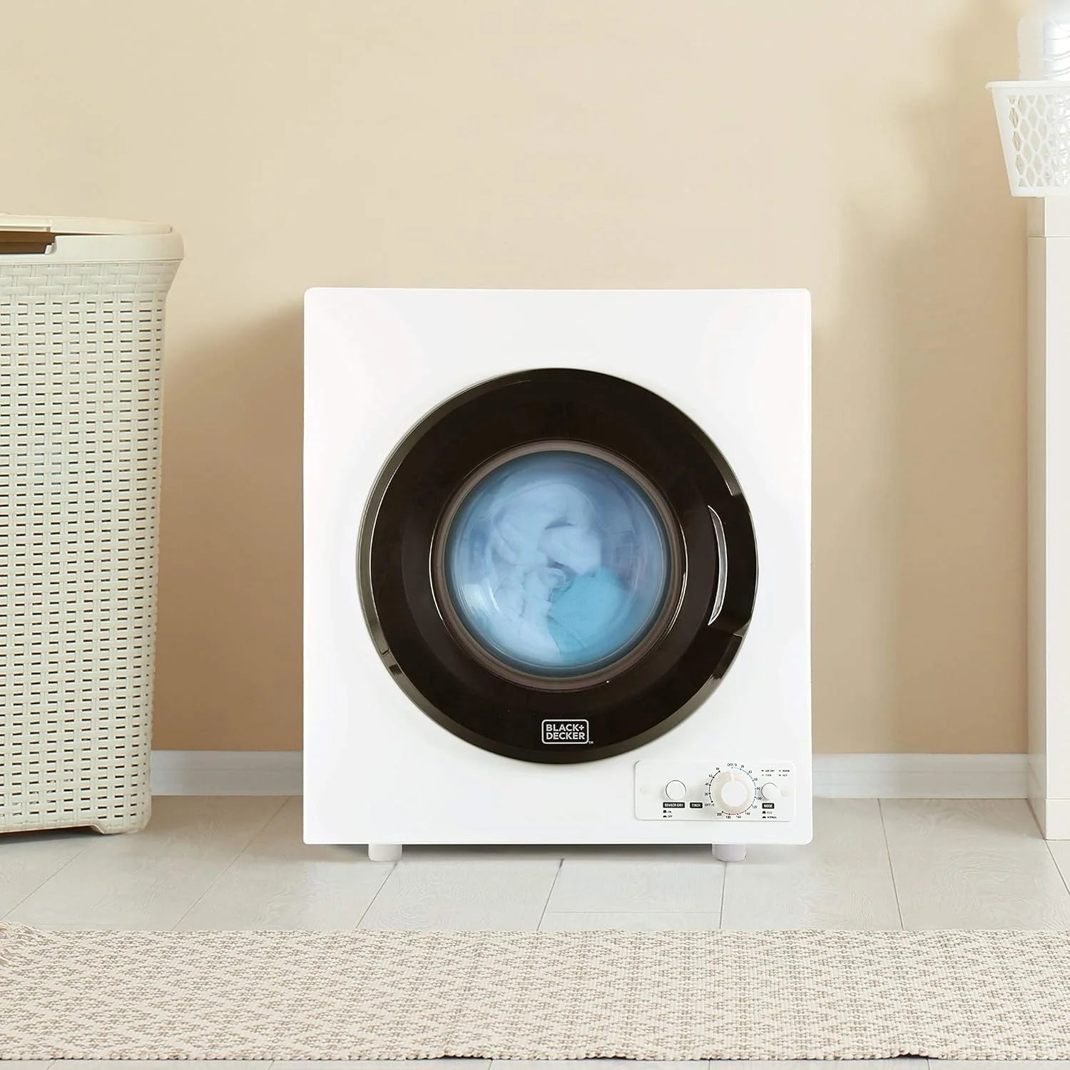 Compact Clothes Dryer, 1.5 Cu. Ft. 850W Electric Dryer, 120V Vented Portable Dryer with Stainless Steel Drum, for 5.5 lbs. of clothing for Standard Wall Outlet