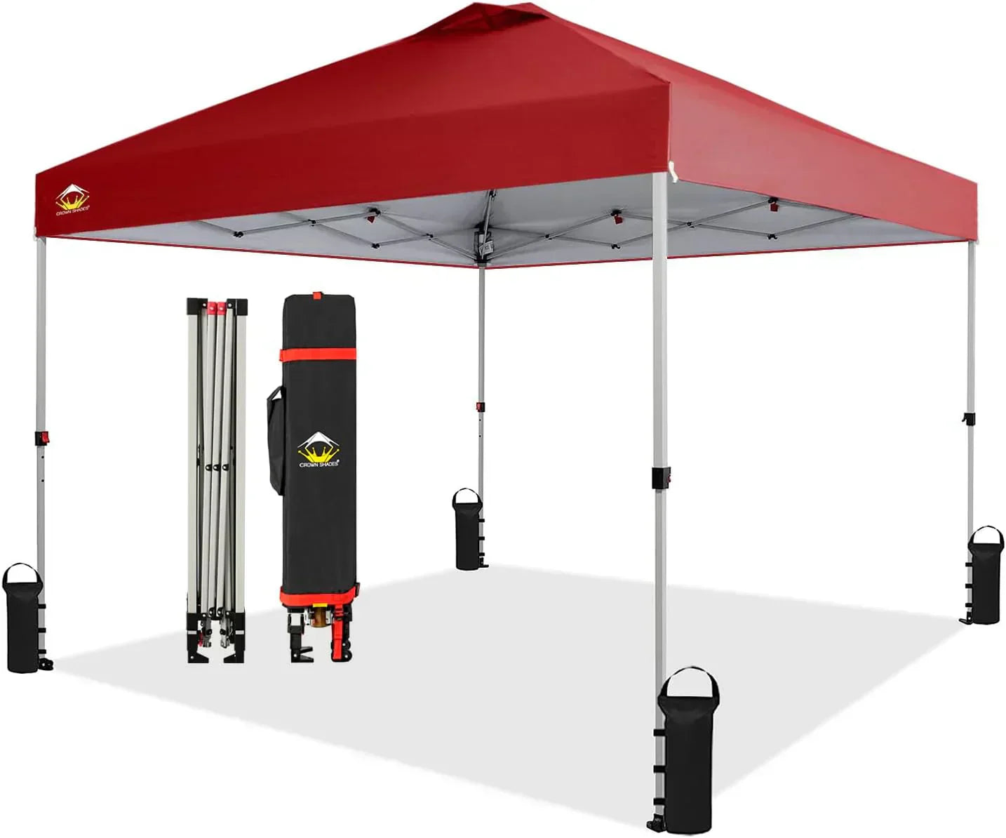10x10 Pop-Up Awning One-Click Installation Beach Tent Outdoor Sunshade Silver Coated Top