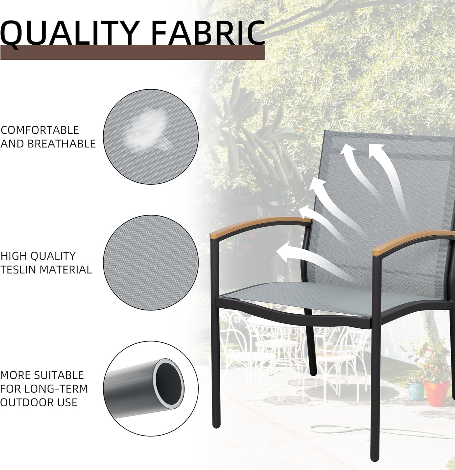 Shintenchi 3 Pieces Patio Bistro Sets Outdoor Textilene Fabric Conversation Bistro Set