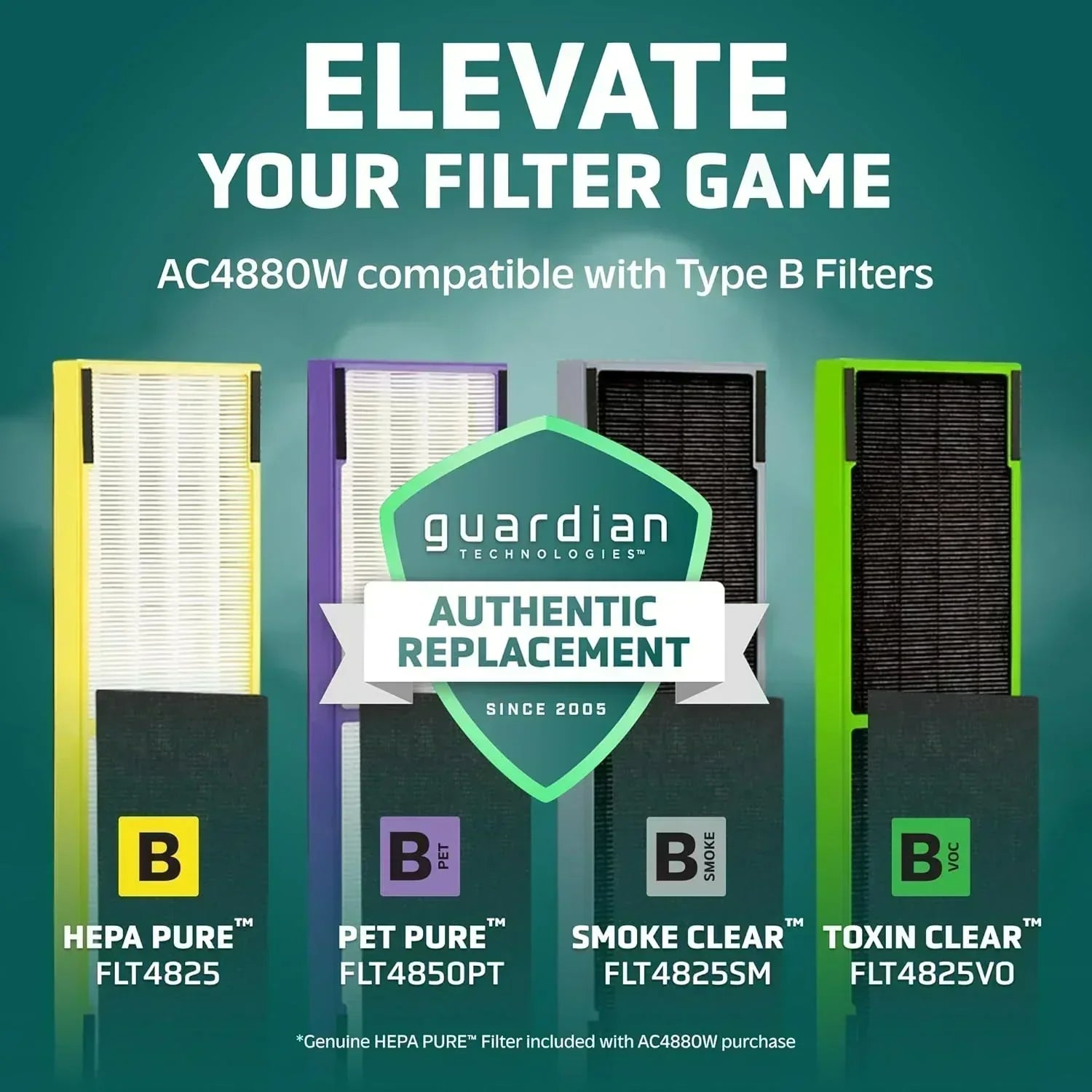 Home air purifier with HEPA pure filter