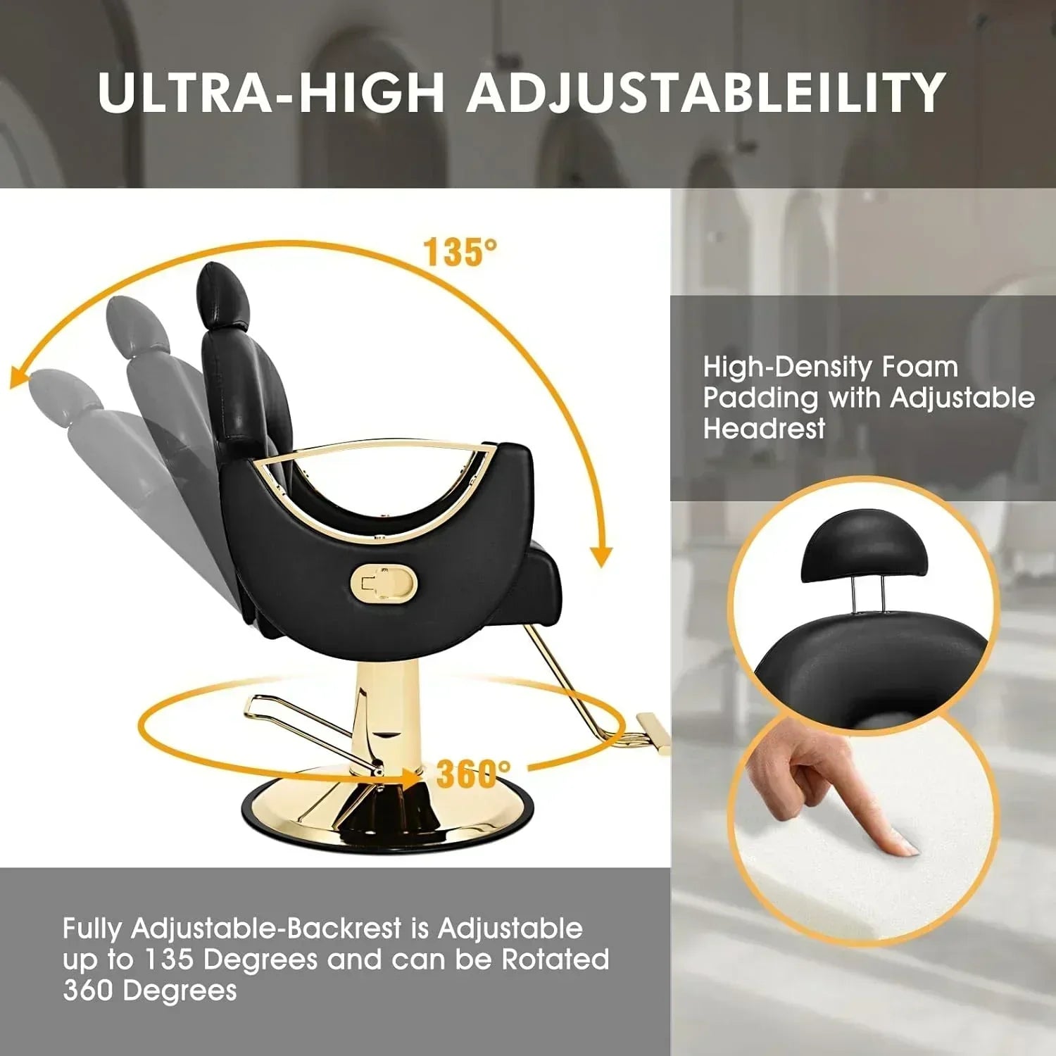 Artist Hand Salon Chair Reclining Barber Chair Oversized Hydraulic Pump Hair Salon Chair