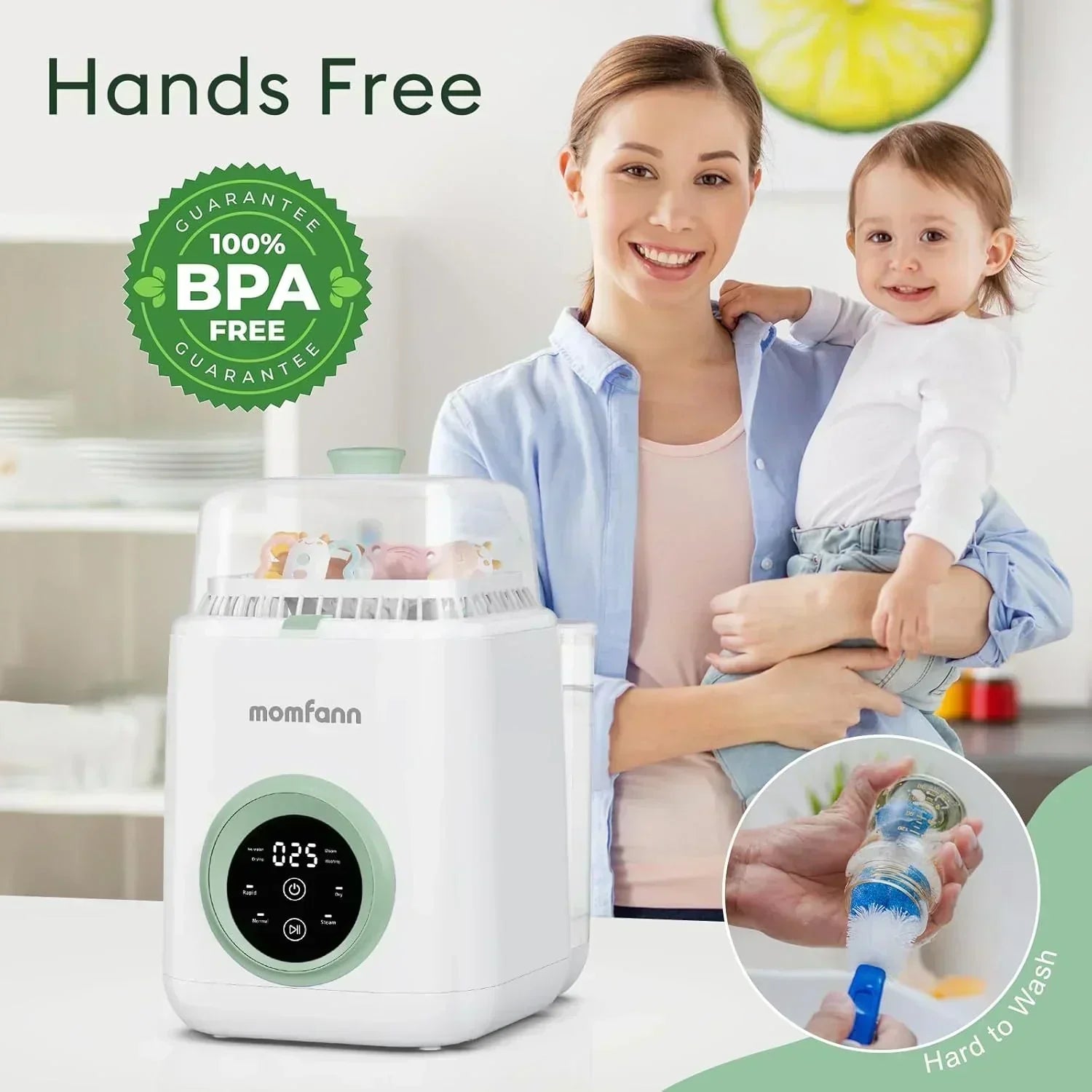 Baby Bottle Washer-19 Min Rapid Wash Sterilizer and Dryer All-in-One Cleaner Bottles Pump Parts