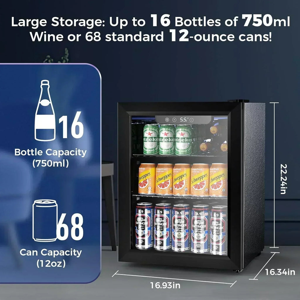 Mini Fridge 130 Can Beverage Refrigerator Cooler Drink Fridge Adjustable Temperature Control