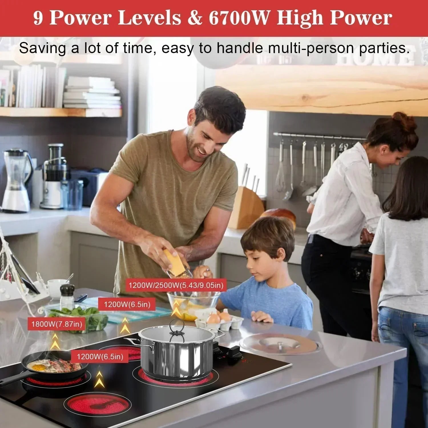 Karinear 30 Inch Electric Cooktop 4 Burners Built-in Ceramic Cooktop Radiant Electric Stove Top
