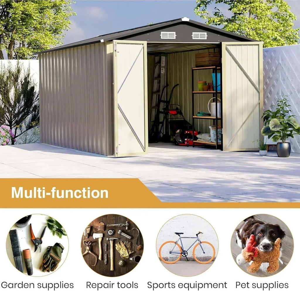 Patiowell 5x3 FT Outdoor Storage Shed Tool Shed with Sloping Roof and Lockable Door Metal Shed