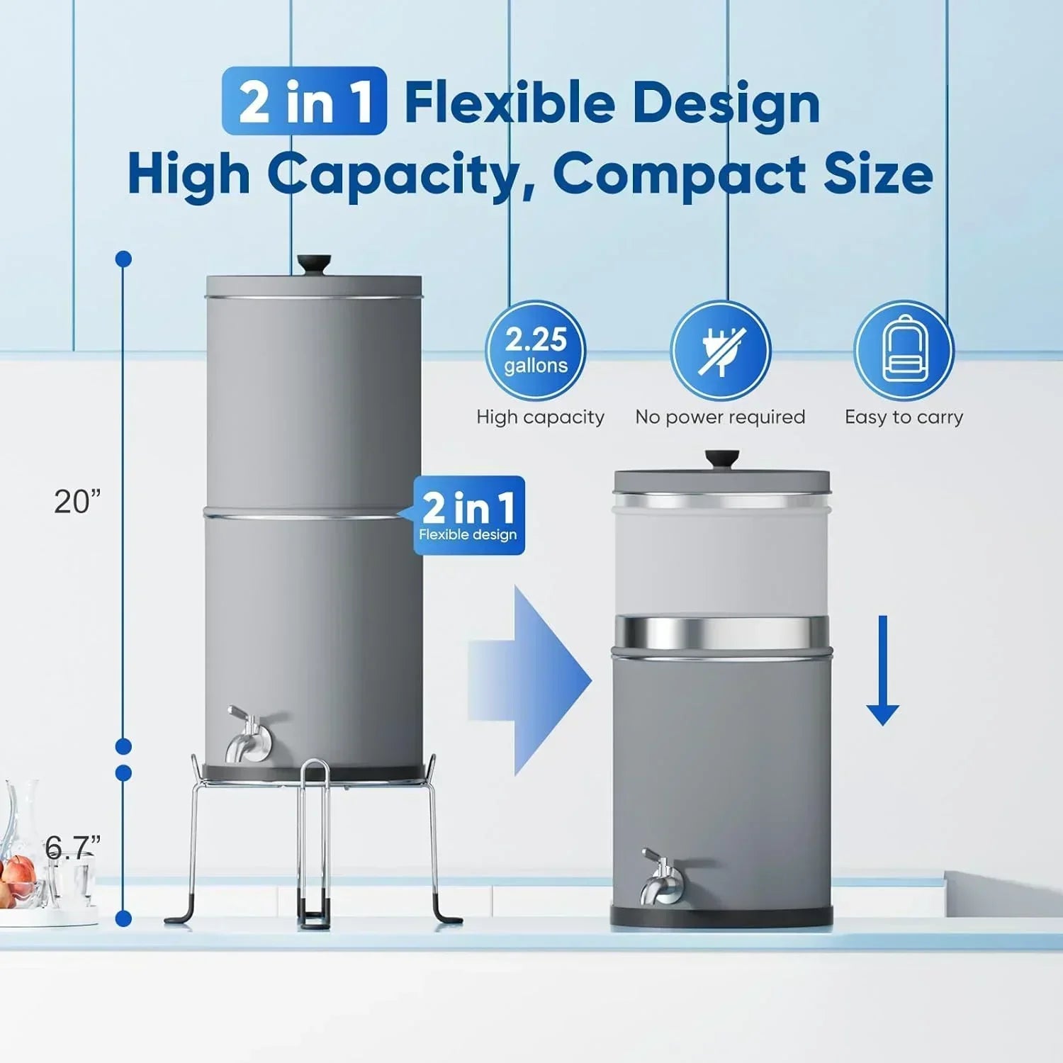 Purewell three-stage 0.01��m ultrafiltration gravity water filtration system 304