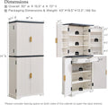 Fluted Pantry Cabinet, 72 Tall Modern Storage Cabinet with 4 Doors, Organizer, Drawer and Adjustable Shelves, Wood Cupboard