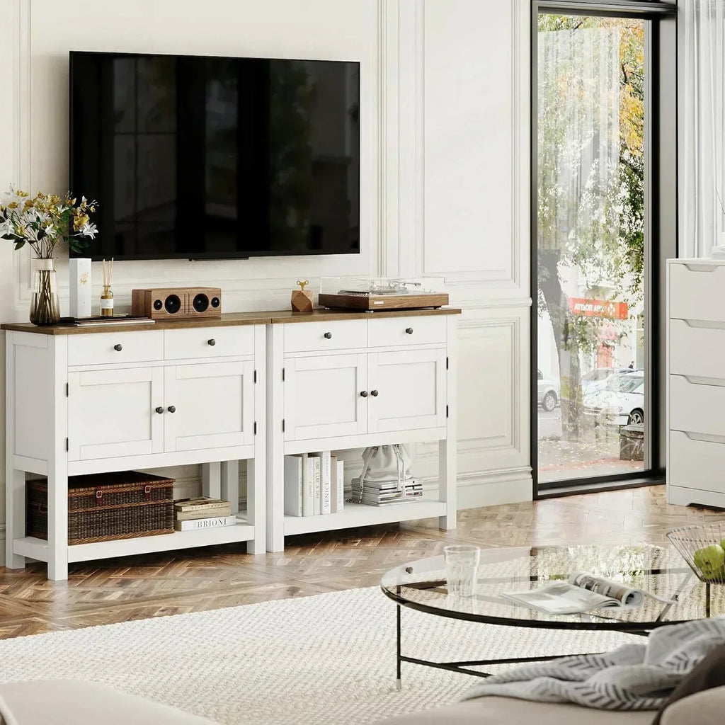 Farmhouse style console table coffee bar entry table with storage rack sofa table