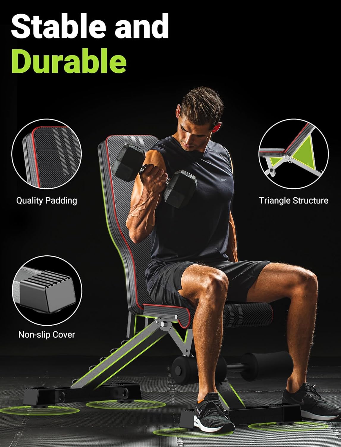 Yoleo Adjustable Weight Bench for Full Body Workout Foldable Bench Press Bench of Home Gym Strength Training