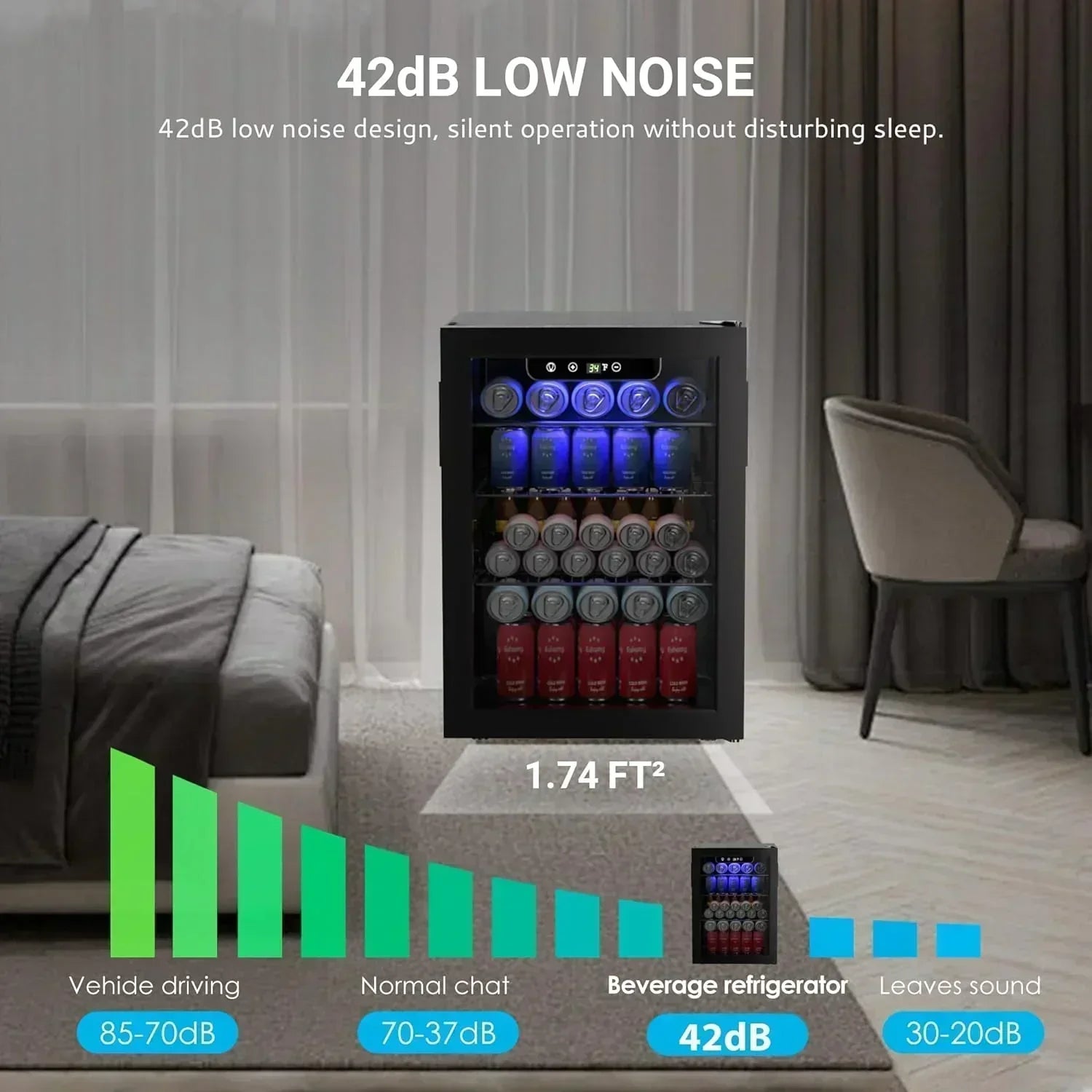 EUHOMY Beverage Refrigerator Cooler 130 Can Mini Fridge with Glass Door Beverage Cooler