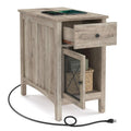 Side Table with Storage, End Table with USB Ports and Outlets Nightstand with Charging Station