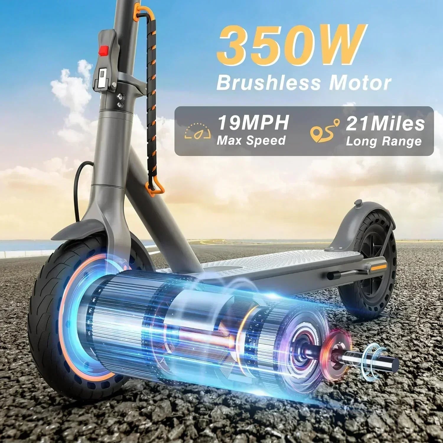 Electric Scooter 350W/500W Motor Top Speed 19/22 mph Max 16/23/28Miles Ranges Foldable E Scooter