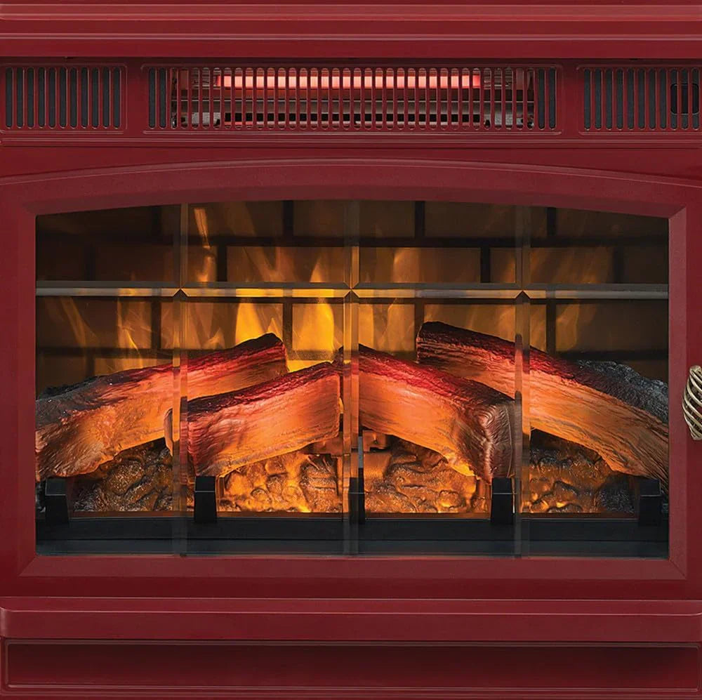 Freestanding Electric Fireplace Stove Heater with 3D Flame Effect for 1000 Sq. Ft