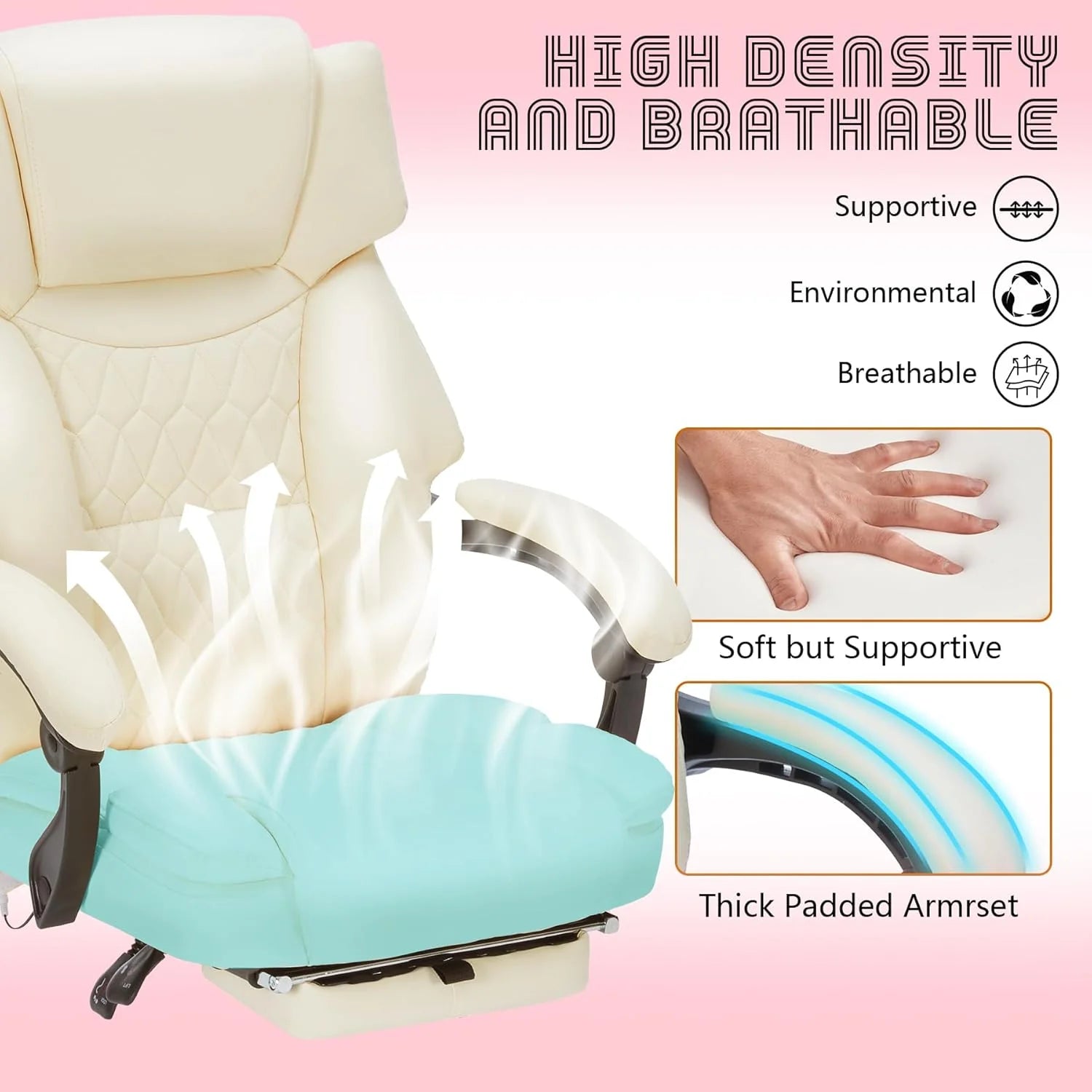 Massage Office Chair with Footrest 6 Point Vibration and Heating Home Executive Office Desk Chair