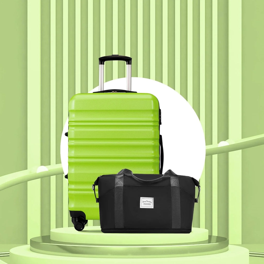 LONG VACATION 6 Piece Luggage Set Carry on Suitcase with ABS+PC hardshell, Spinner Wheels & YKK Zipper TSA Lock