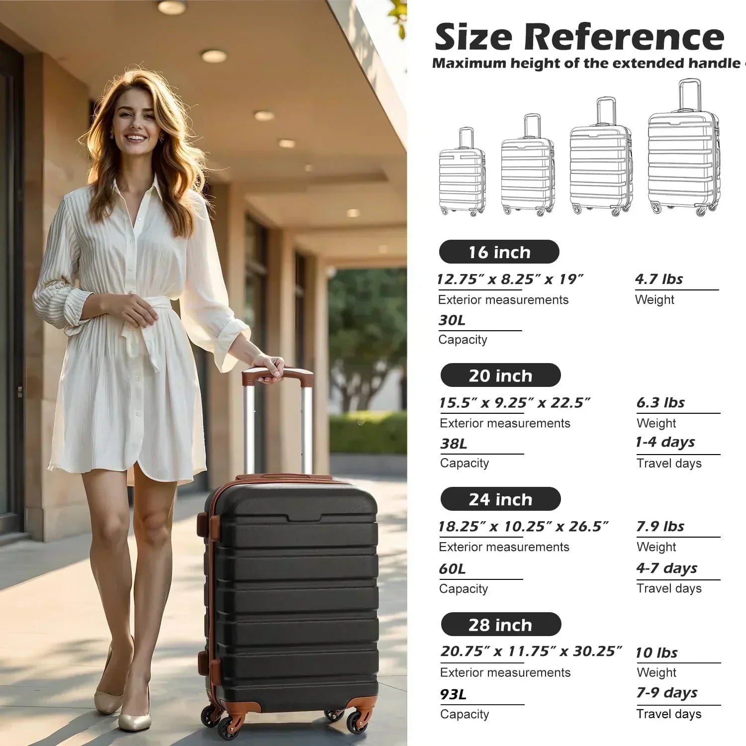 Luggage 3 Piece Set Suitcase Spinner Hardshell Lightweight TSA Lock