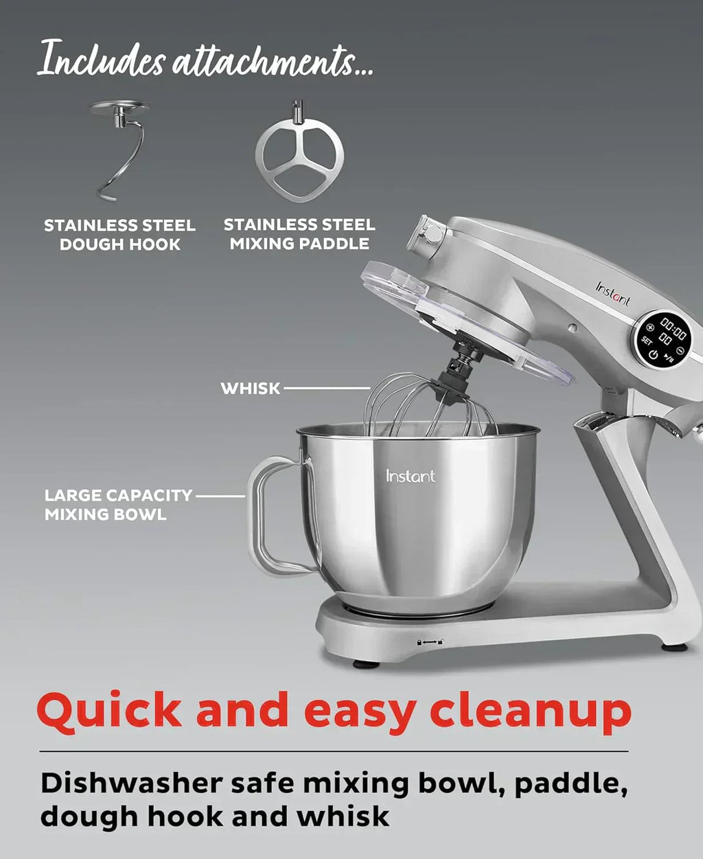 Instant Pot Instant Stand Mixer Pro 600W 10-Speed Electric Mixer with Digital Interface