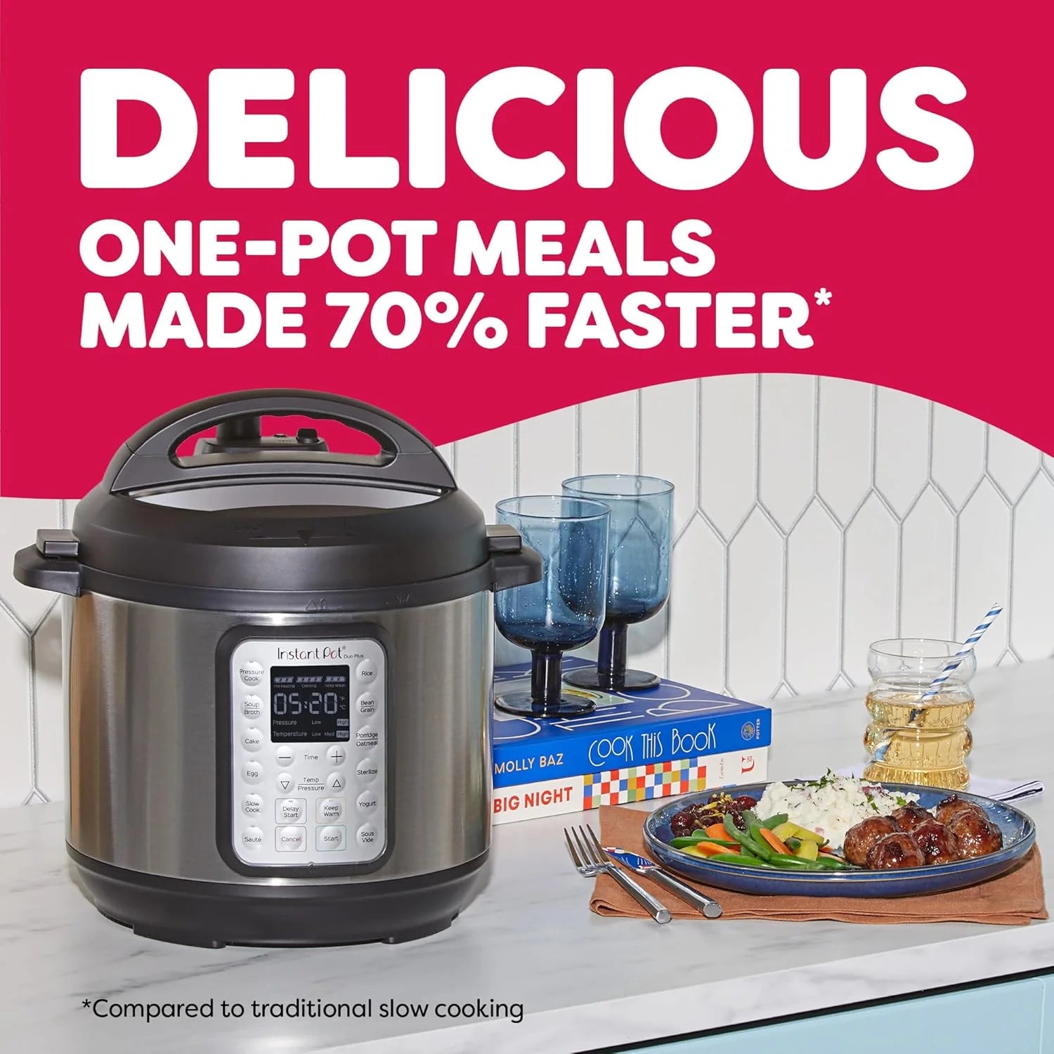 9-in-1 Multicooker, Pressure Cooker, Slow Cook, Rice Maker, Steamer, Sauté, Yogurt, Warmer & Sterilizer, Includes App With Over 800 Recipes, Stainless Steel, 6 Quarts