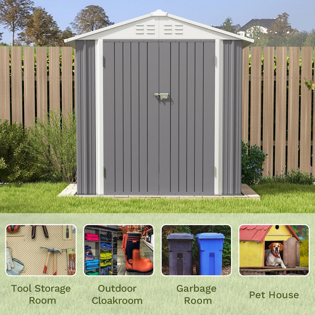 Patiowell 5x3 FT Outdoor Storage Shed Tool Shed with Sloping Roof and Lockable Door Metal Shed