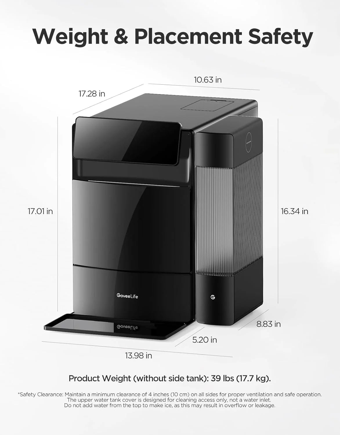 GoveeLife Smart Nugget Ice Maker Pro, 60lbs Daily, 6-Minute First Ice, 40dB Ultra-Quiet with AI NoiseGuard, App & Voice Control, Self-Clean, 3.5lbs Basket & Dual Water Tanks, for Home Kitchen, Party