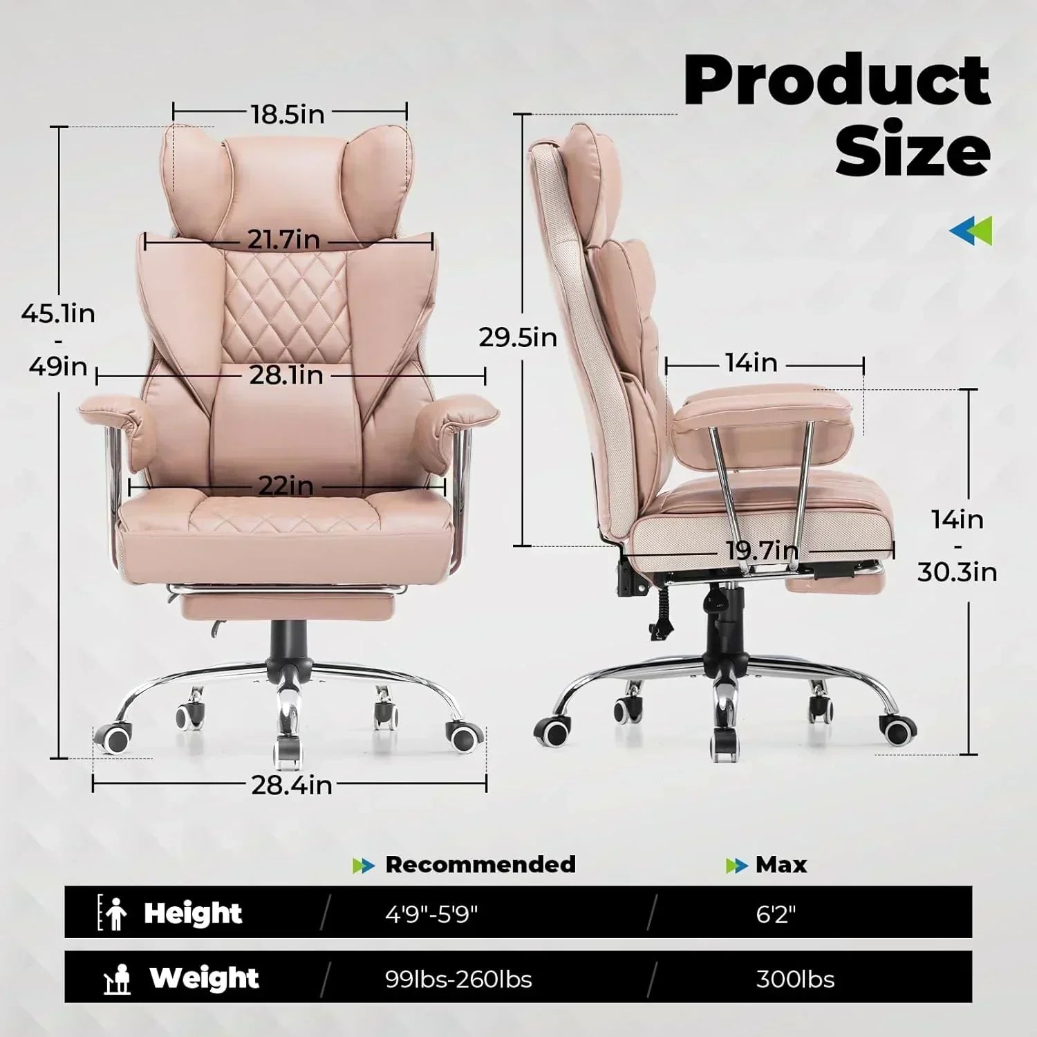 Large high back office chair high back leather gaming chair with footrest