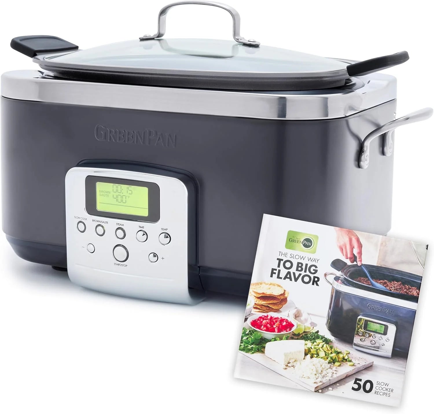 8-in-1 Programmable 6QT Electric Slow Cooker with Dishwasher-Safe Lid and Removable Base