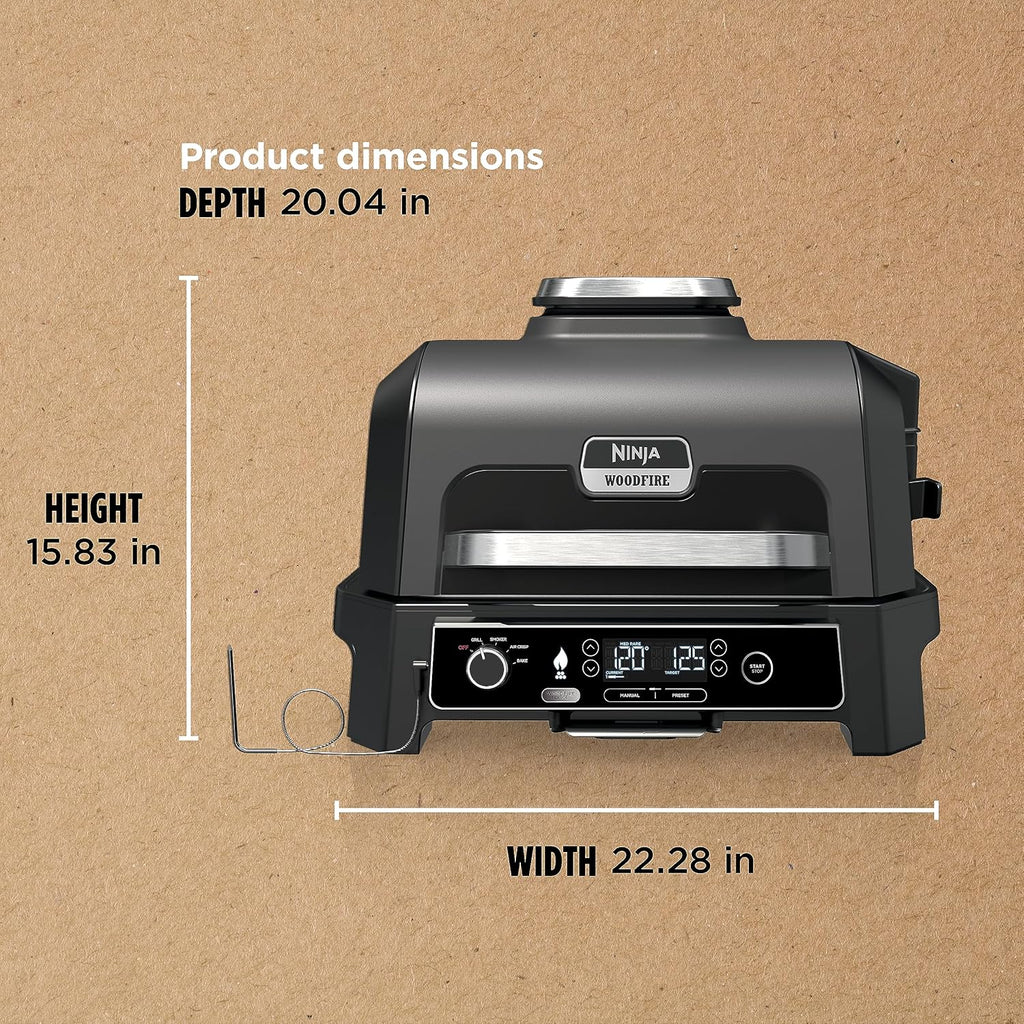 Ninja Woodfire Pro XL Outdoor Grill Smoker Thermometer 4-in-1 Master Grill BBQ Smoker Outdoor Air Fryer