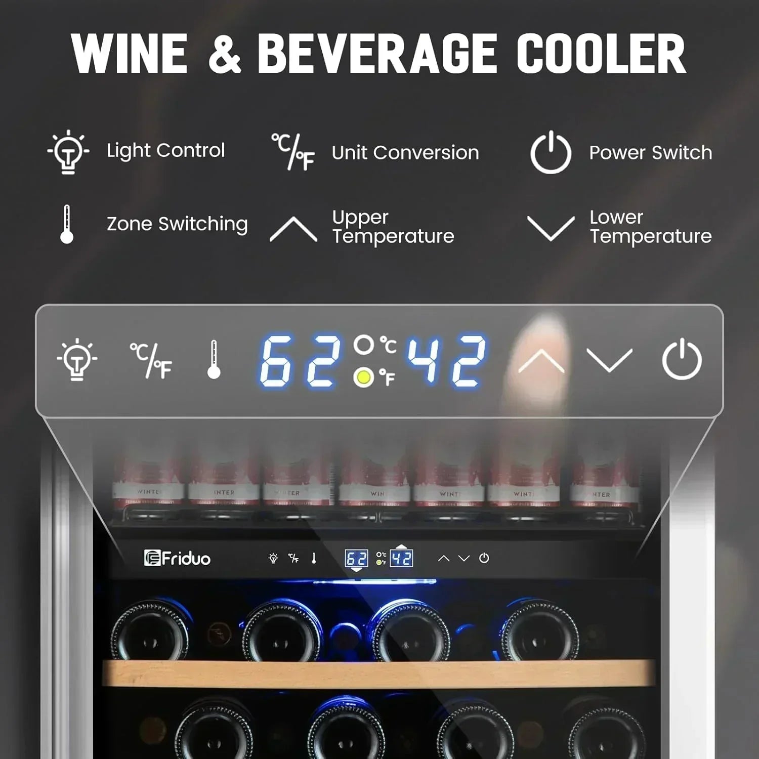 24 inch Dual Zone Beverage Refrigerator 30 Bottles 82 Cans Wine Fridge Built-in or Freestanding