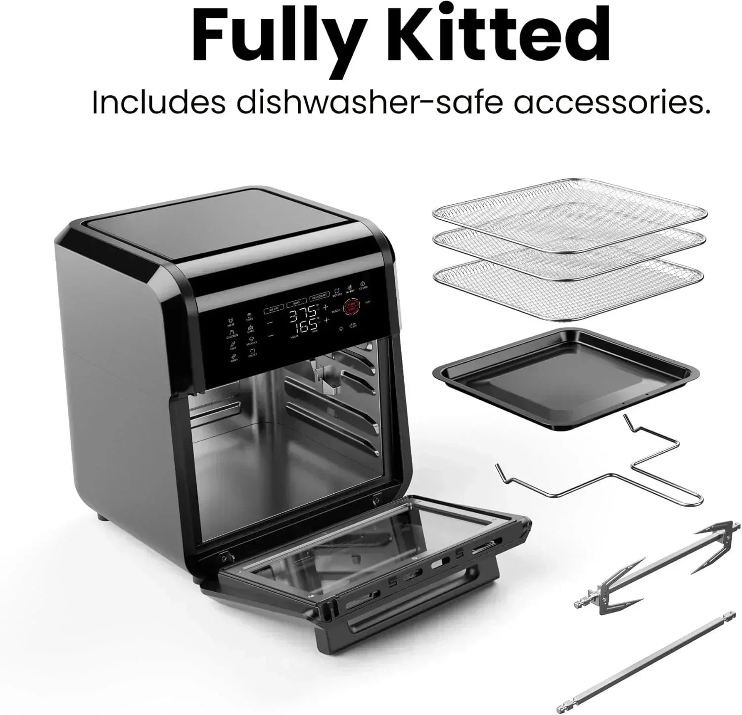Chefman Compact 6.3-Quart Digital Air Fryer with Rotisserie Dehydrator and Convection Oven