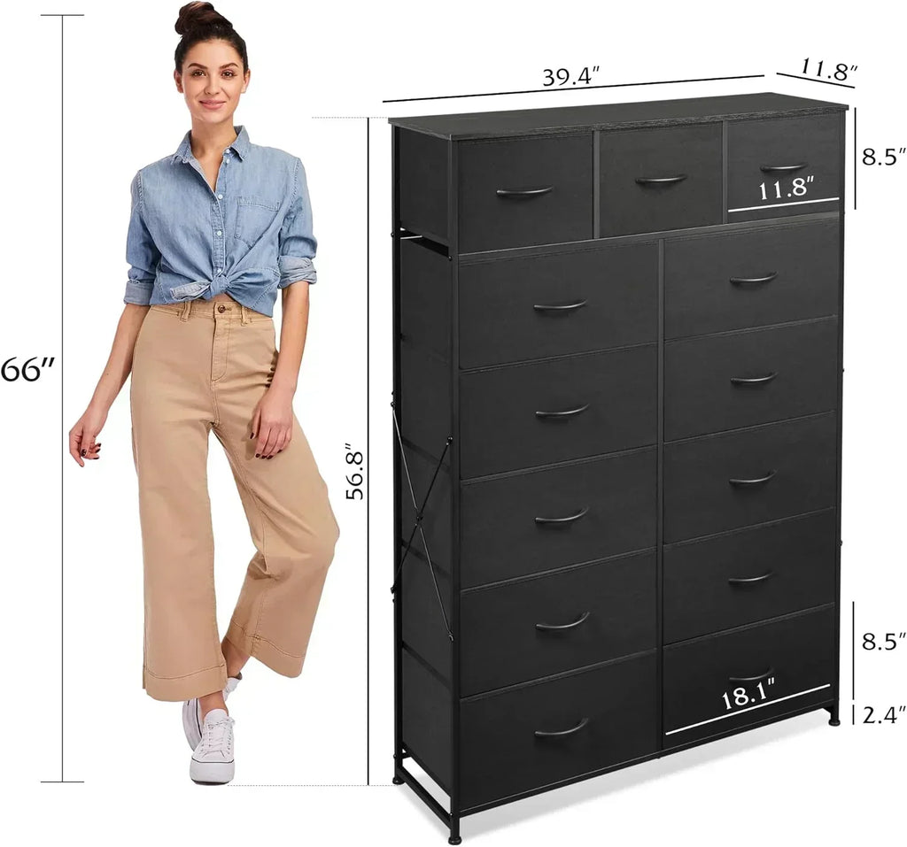 WLIVE Storage Organizer Unit with 13 Fabric Bins Storage Drawers Organizer with Steel Frame