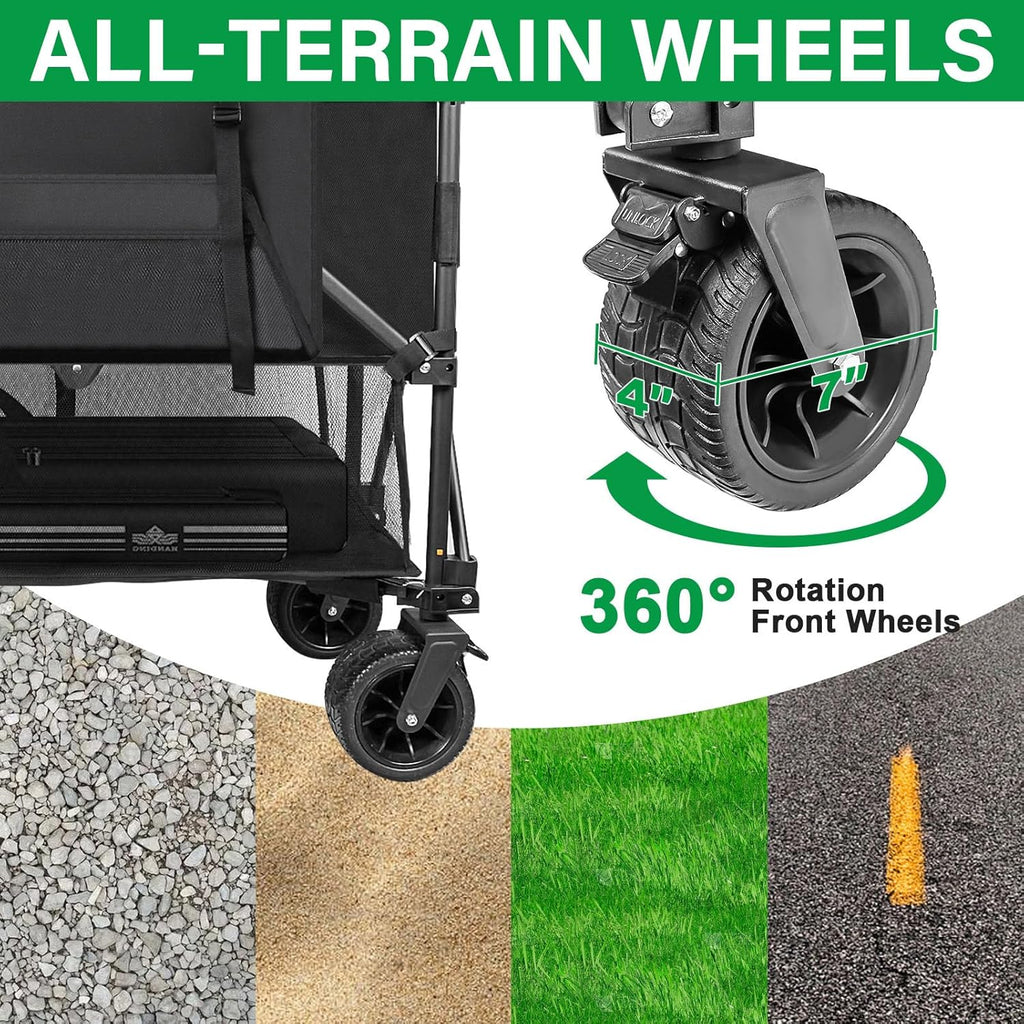 Double Decker Wagon 600lb Capacity 400L Collapsible Wagon 54 Extended Utility Folding Cart