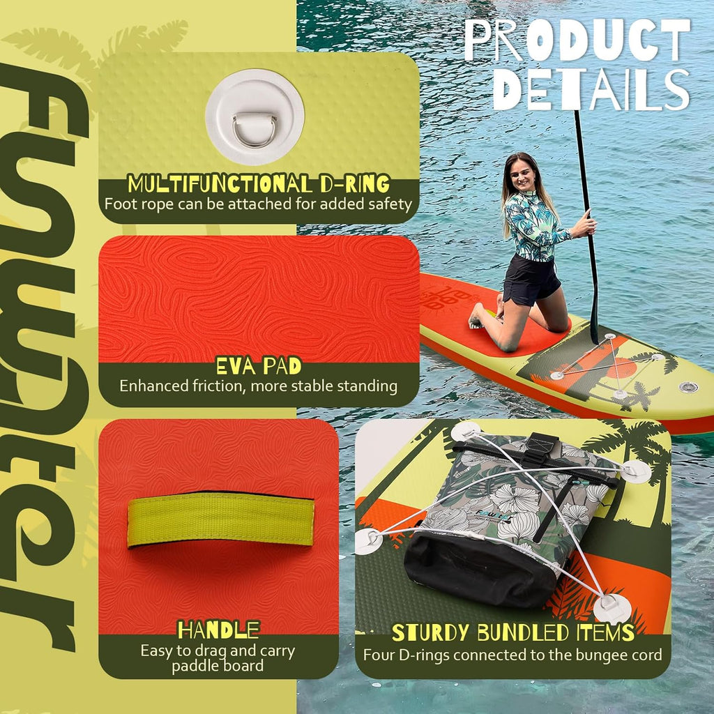 FunWater Inflatable Stand Up Paddle Board Premium SUP Paddle Accessories EVA Deck