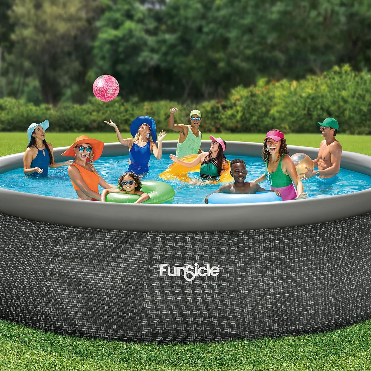 Funsicle 12 Foot by 36 Inch Quickset Round Inflatable Ring Top Outdoor Swimming Pool Set